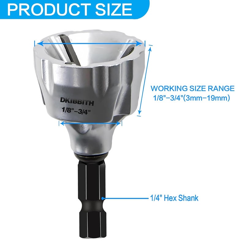 DKIBBITH Heavy-Duty Deburring Chamfer Tool with Sharp Tungsten Carbide Blades, Fast Hex Shank Deburr, External Burr Removal for Metal Rod Bolt Pipe 3D Printing PVC in 1/8" to 3/4" Diameter (3~19mm) - Image 2